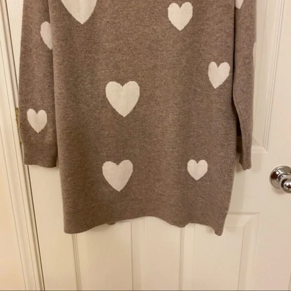 MAGASCHONI Heart Open Front Cashmere Cardigan in Pebble Heather/Frost White Sz M - Picture 8 of 9